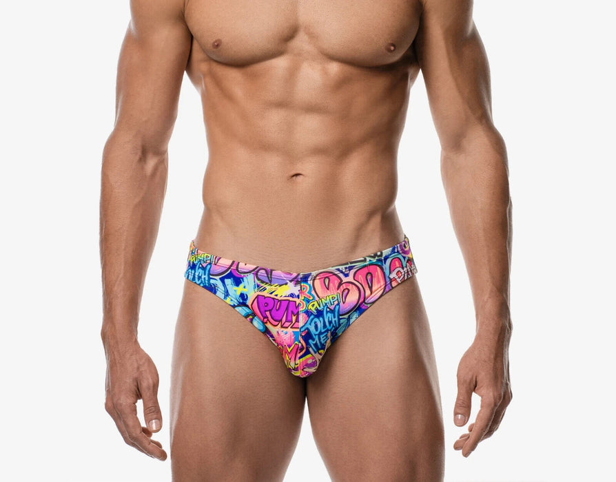 PUMP! Swim Briefs Drip Water Cheeky Graffiti Print Swimwear  13019 18