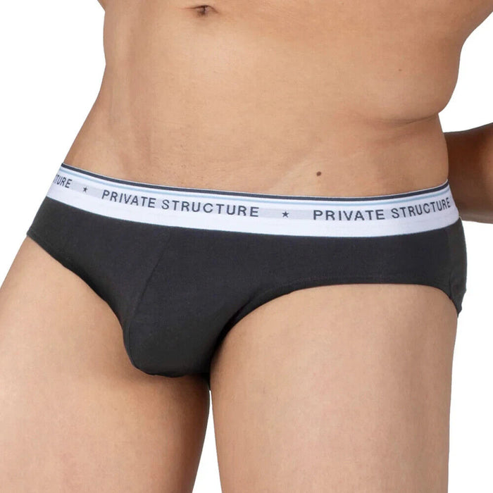 3pcs PRIVATE STRUCTURE Mini Briefs Ether Elements Trio Ash Grey Black 4395 121