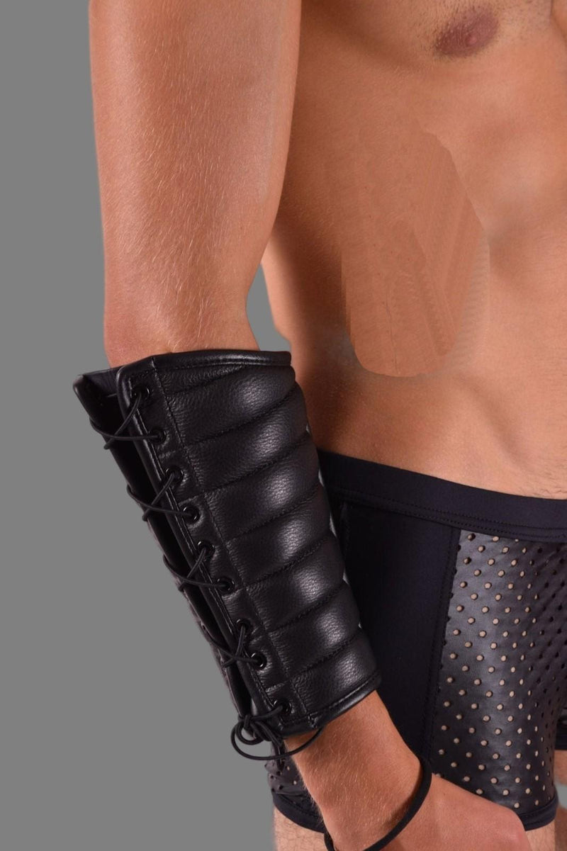 SMU Forearm Pairs Gauntlet Leather Handmade Aviator Laced Guard Wallet Black