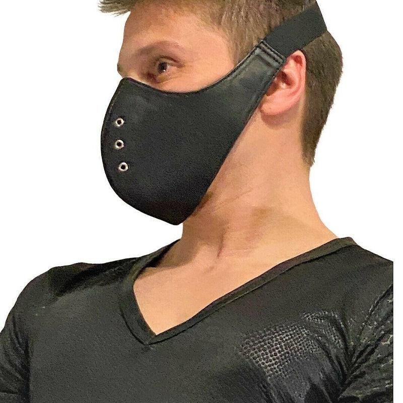 SMU Leather Mask Unisex Top Quality Canadian Leather in Black 1050 1