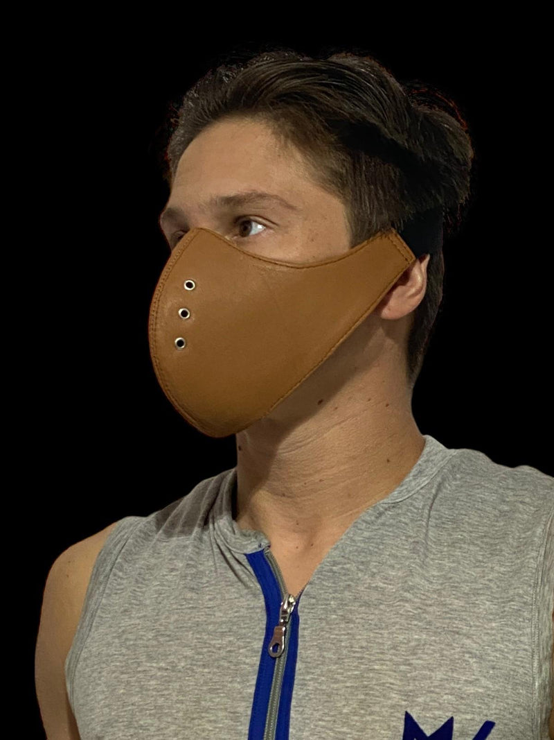 SMU Leather Mask Unisex Top Quality Canadian Leather Tan 1050 2