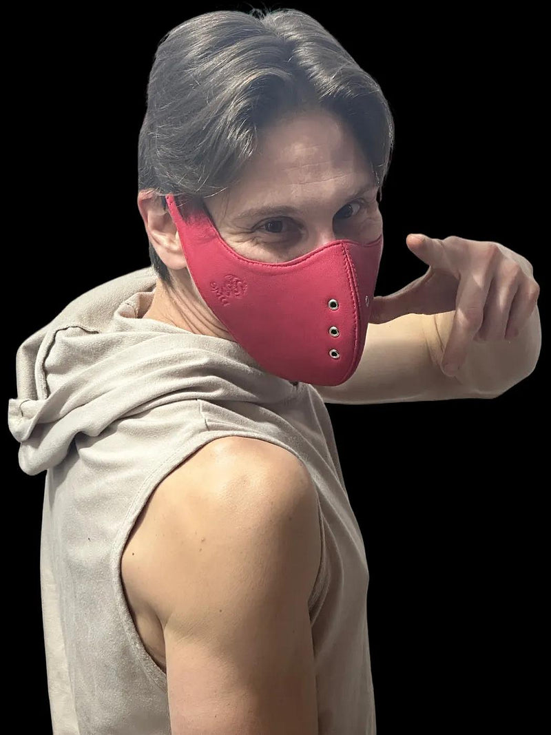 SMU Leather Mask Unisex Top Quality Canadian Leather Red 1050 2