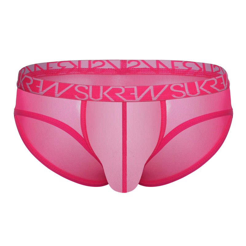 SUKREW Sheer Mesh Super Low Rise Briefs in Electric Pink 8
