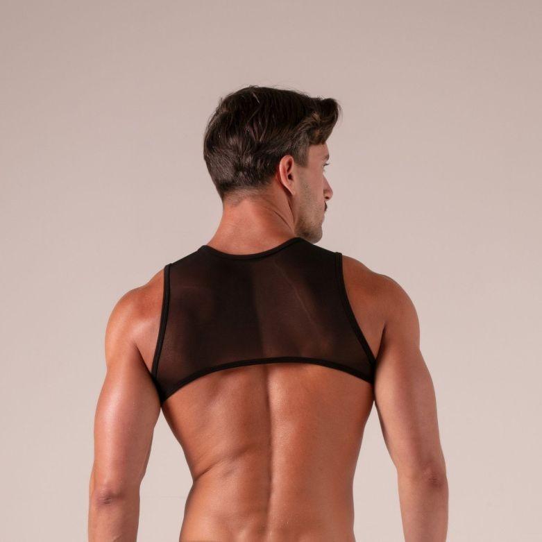 Absolu Male By TOF PARIS Rebel Harness Lace-Up Light Mesh Faux Leather Black 4