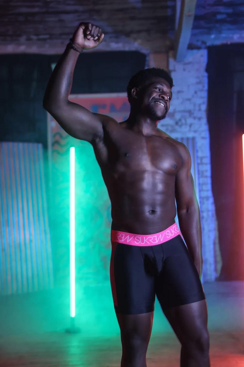 SUKREW Sprint Long Boxer Underground Sheer Mesh Panels in Electric Pink 43