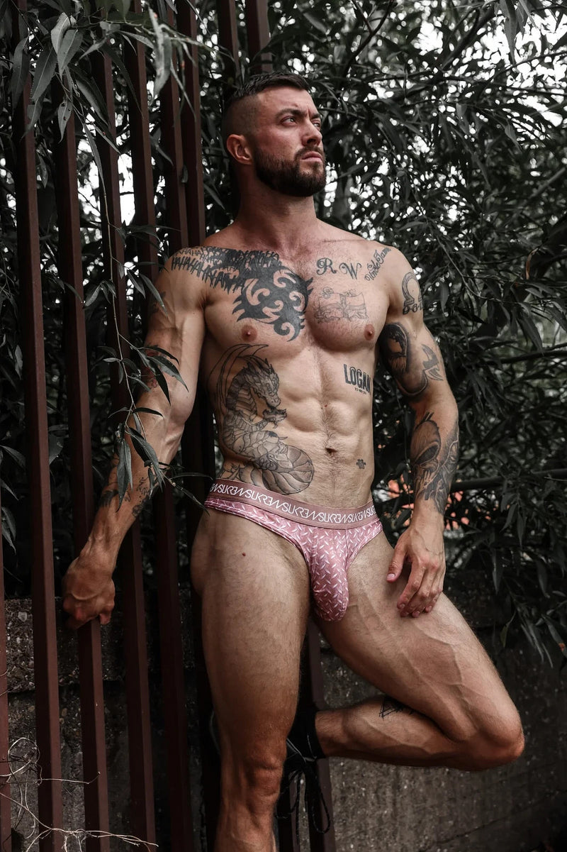 SUKREW Unlined Stretch Classic Thong With Large Contour Pouch in Diamond Pink 30