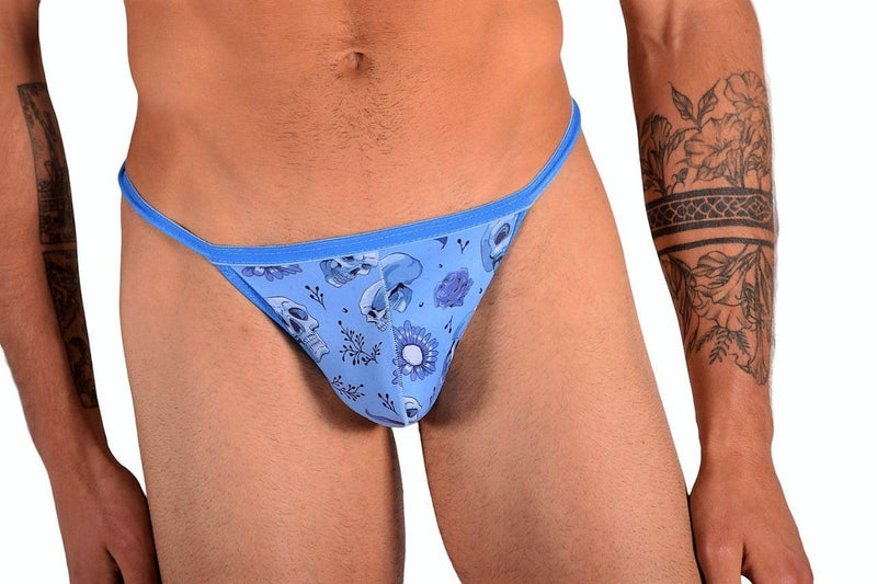 SMU Skulls Printed Tin G-String in Sky Blue P01014 H03