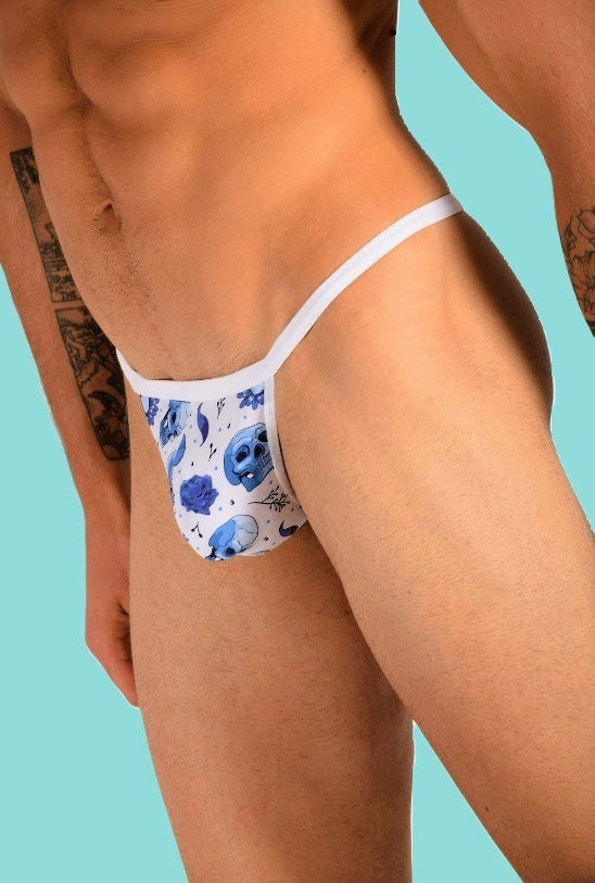 SMU String Collection Skulls Tiny Tanning G-String in White P01014 H01