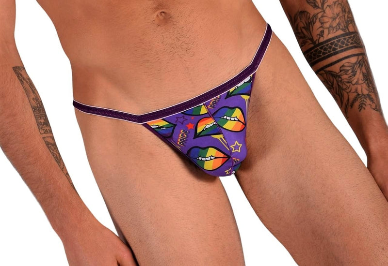 SMU Pride Lips Tiny Mens G-String in Soft Purple H06