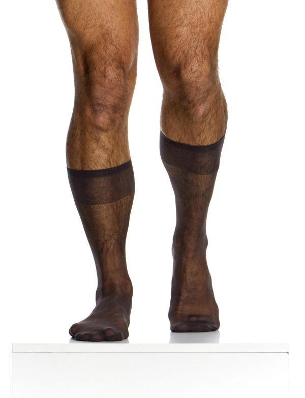 MODUS VIVENDI Transparent Socks Knee Length One Size Black Nylon XS2424 B56