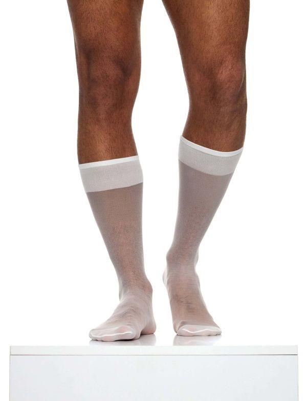 MODUS VIVENDI Transparent Socks Knee Length One Size White Nylon XS2424 B56