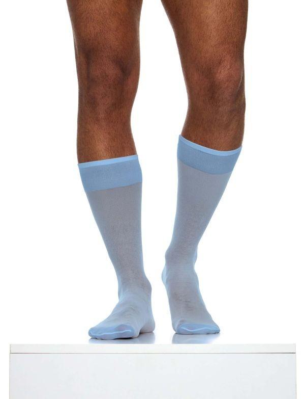 MODUS VIVENDI Transparent Nylon Socks Knee Length O/S Light Blue XS2424 B56