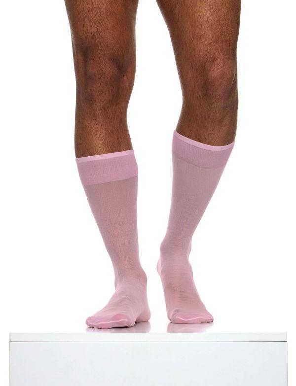 MODUS VIVENDI Transparent Nylon Socks Knee Length One Size in Pink  XS2424 B56