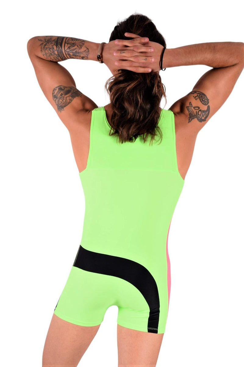 SMU Singlet Bodysuit Fashion Short Lime Pink 2C