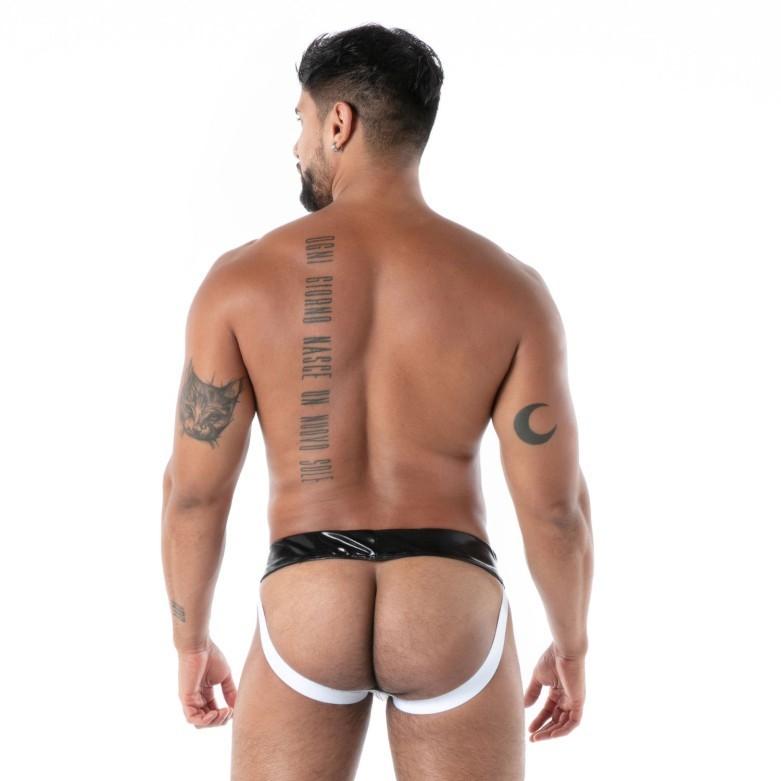 TOF PARIS Zipped Jock Latex Second Skin Datex Jockstrap Black T1