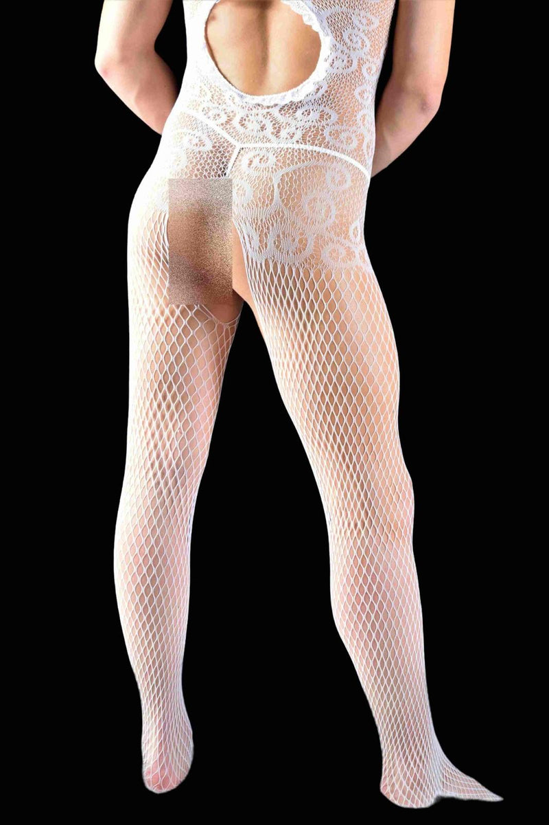 One Size SMU Singlet Reversible Mesh Mens BodySuit White MX21