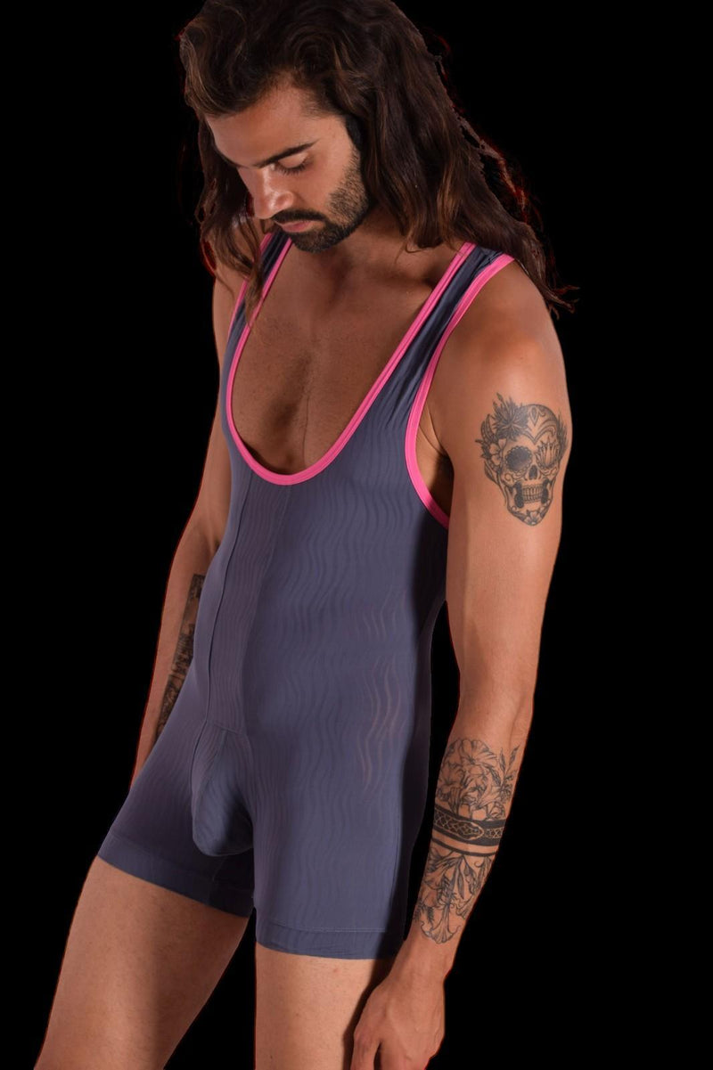 Fankazi Fashion Sheer Bodysuit Singlet Charcoal F2001 14