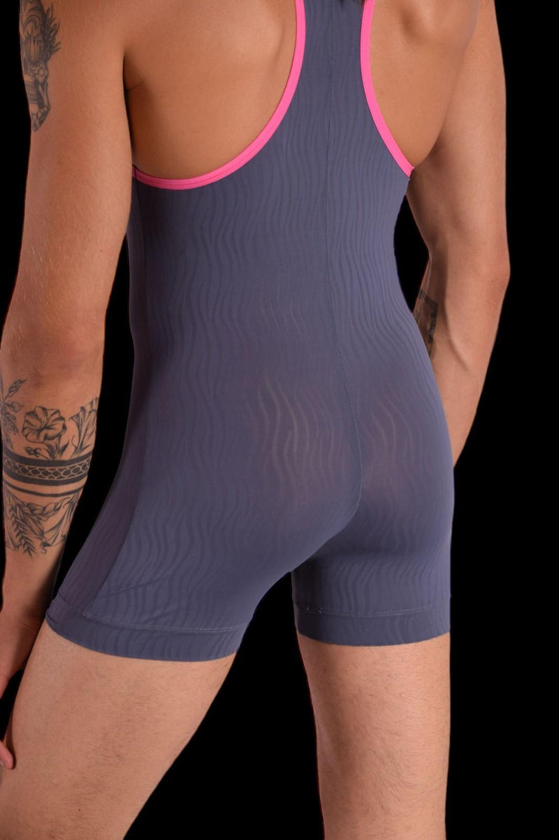 Fankazi Fashion Sheer Bodysuit Singlet Charcoal F2001 14