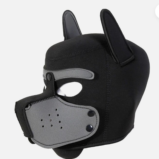 Andrew Christian Puppy Hood Trophy Boy Stretchy Neoprene Mask Grey/Black