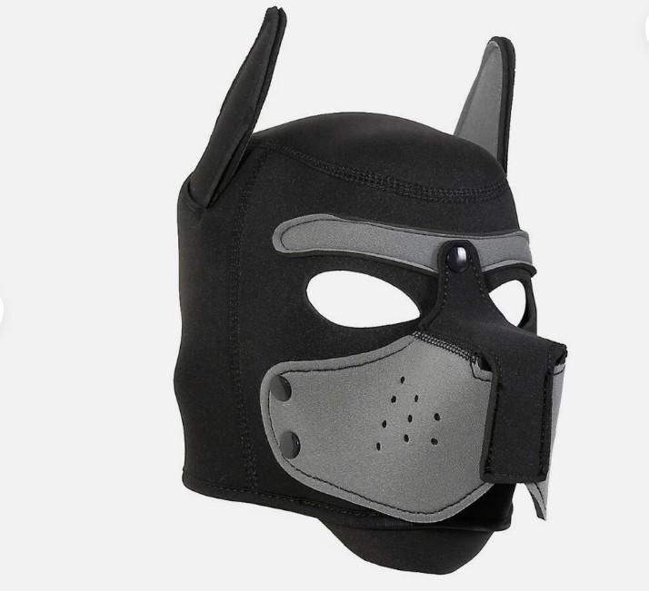 Andrew Christian Puppy Hood Trophy Boy Stretchy Neoprene Mask Grey/Black
