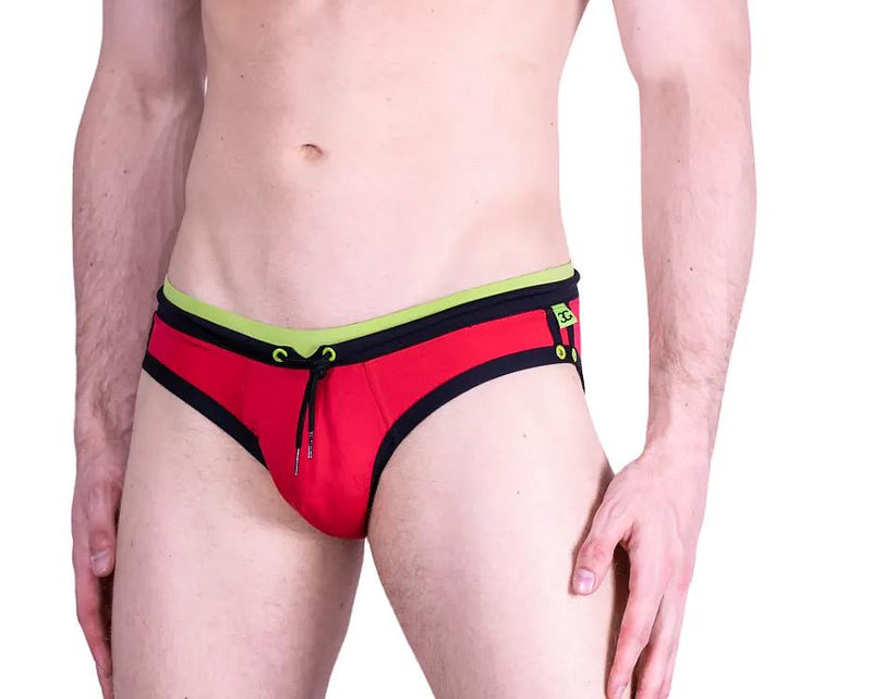 Medium Gregg homme 3G Swim Brief Red Lime 60017 MX23