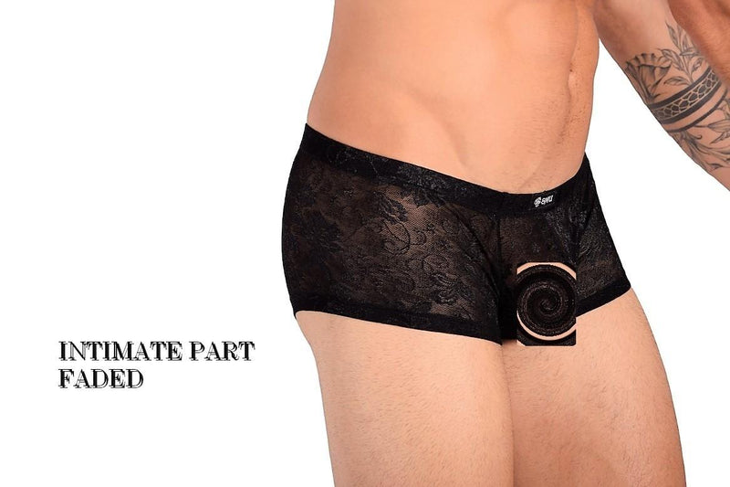 SMU Boxer Aristocrat Lace Sheer Mini Hipster Black 100705 H53