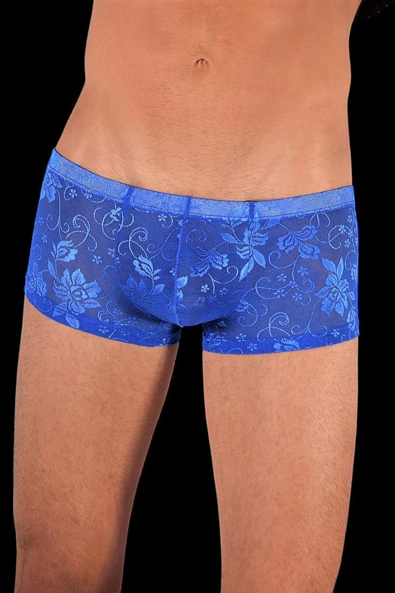 SMU Boxer Aristocrat Lace Sheer Mini Hipster Royal Blue 100705 H53
