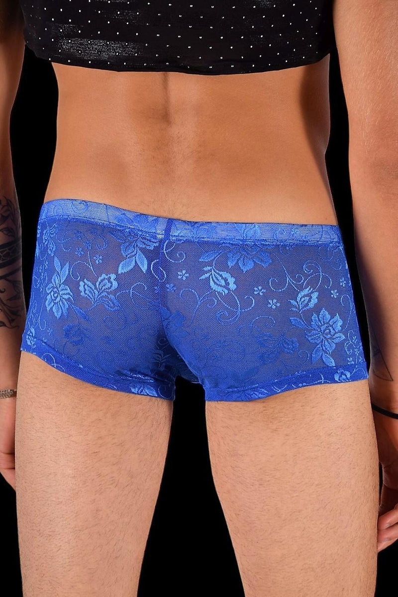 SMU Boxer Aristocrat Lace Sheer Mini Hipster Royal Blue 100705 H53