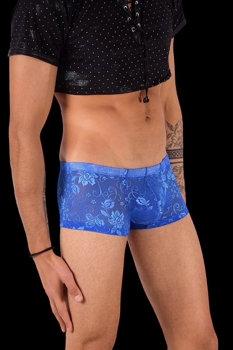 SMU Boxer Aristocrat Lace Sheer Mini Hipster Royal Blue 100705 H53