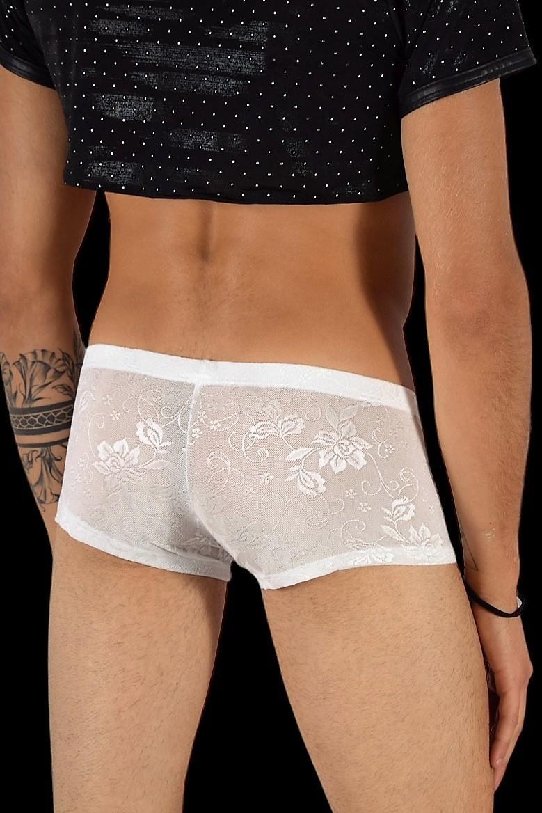 SMU Boxer Aristocrat Lace Mini Hipster Sheer White 100705 H53