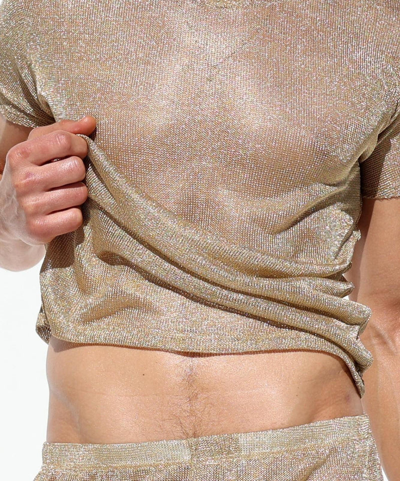 RUFSKIN Short-Sleeve Shirt HENRI Crew Neck Kimono Cut T-Shirt in Gold 79