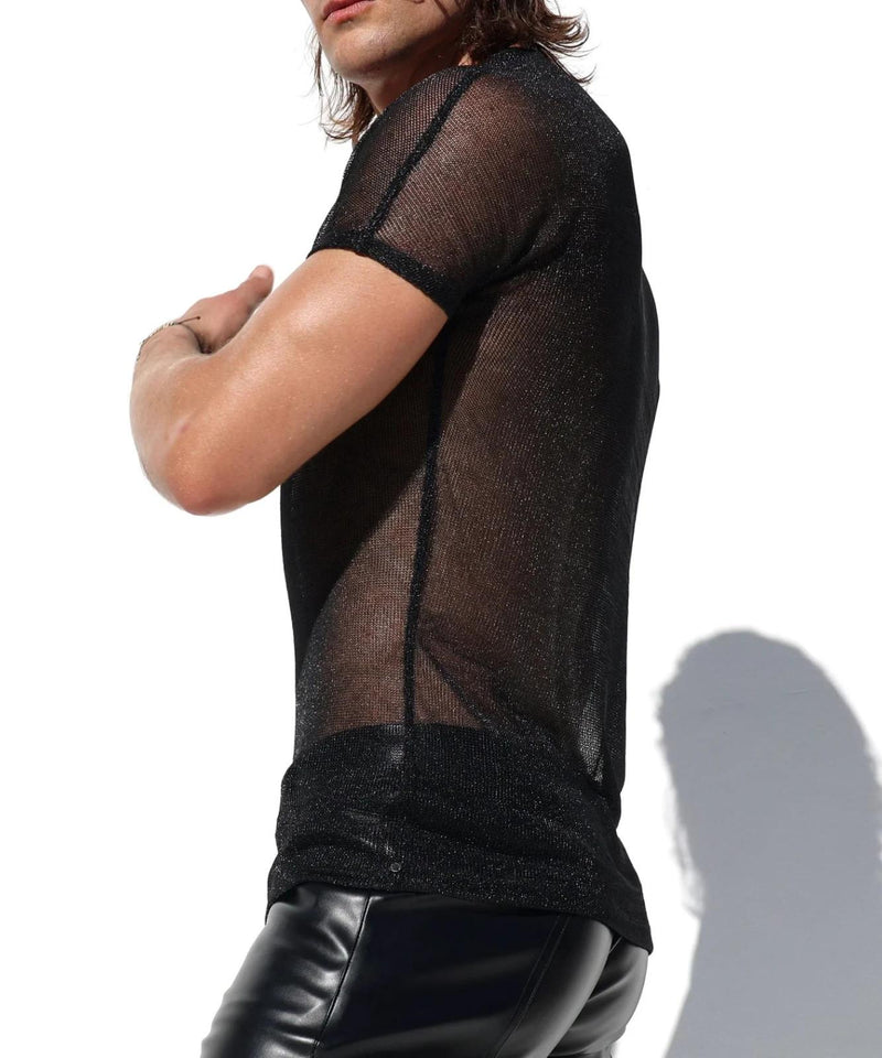 RUFSKIN T-Shirt HENRI Crew Neck Short-Sleeve Shirt Kimono Cut in Black 81