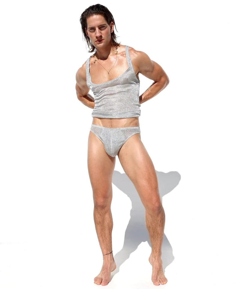 RUFSKIN LICKS Briefs Chain Mesh Cheeky Cut Dual-Layer Pouch Metallic Silver 87