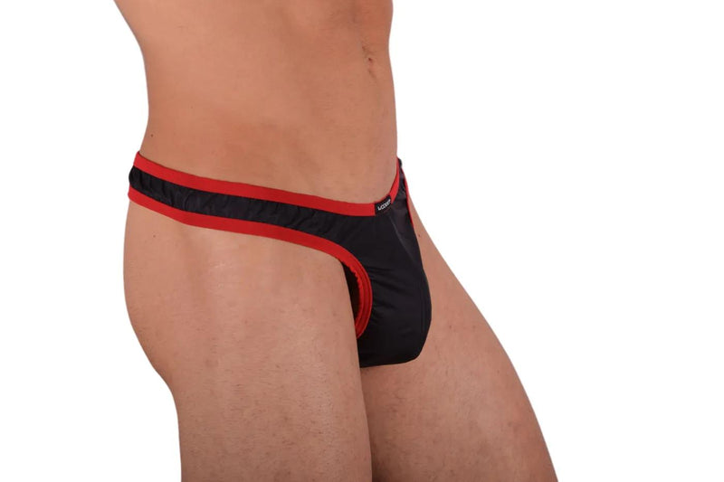 XL WOJOER  Black and Red Leather-Look Thong 4