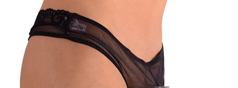 Sweet Male Sheer Thong Lace Black 3034 22C