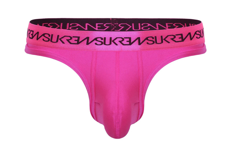 SUKREW Unlined Classic Thong With Large Contoured Pouch in Party Pink 22