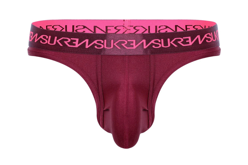SUKREW Unlined Classic Thong With Large Contoured Pouch in Claret 22