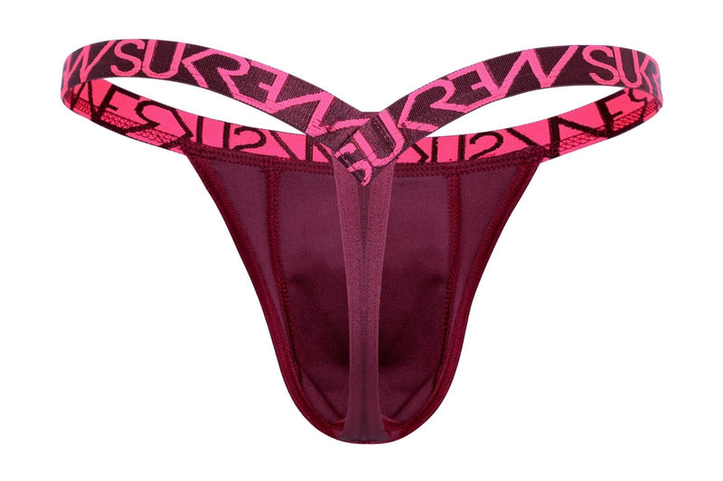 SUKREW Bubble Thongs With Rounded Cupping Pouch Low-Rise Thong in Claret  22