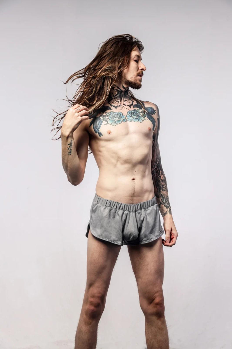 SUKREW Shorts Loose-Fit Runner Short With Contoured Pouch in Studio Grey 4