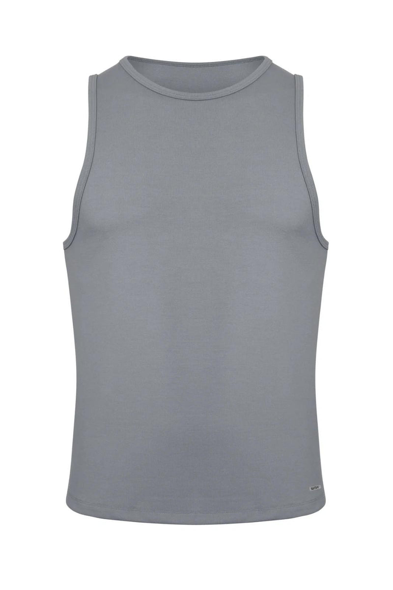 SUKREW Sleeveless Tank Top With Rounded Neck Vest in Studio Grey 21