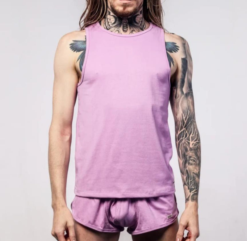 SUKREW Sleeveless Tank Top With Rounded Neck Vest in Pale Magenta 27