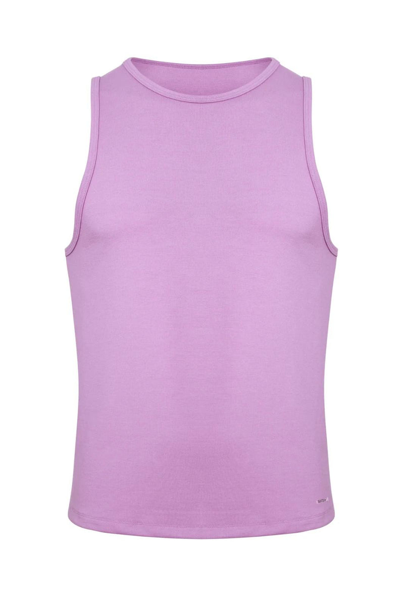 SUKREW Sleeveless Tank Top With Rounded Neck Vest in Pale Magenta 27