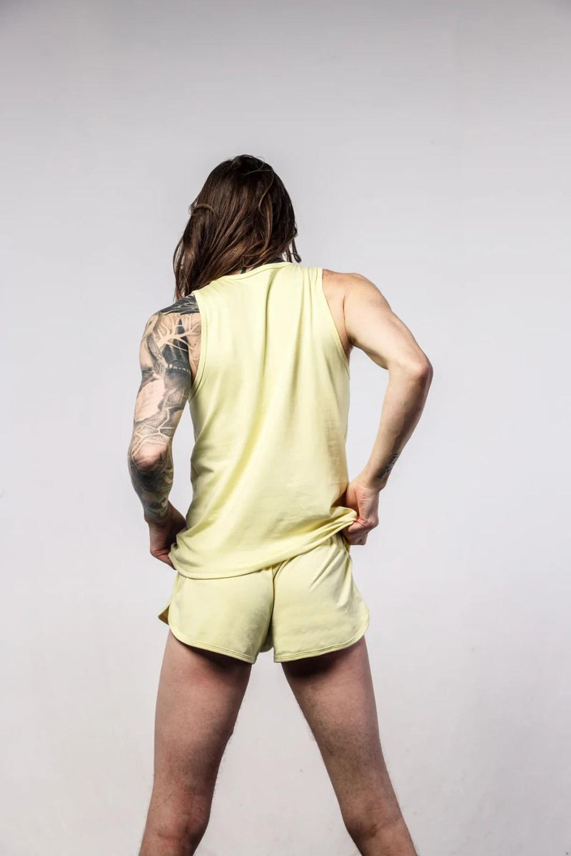 SUKREW Vest Sleeveless Tank Top With Rounded Neck in Blonde Yellow 27