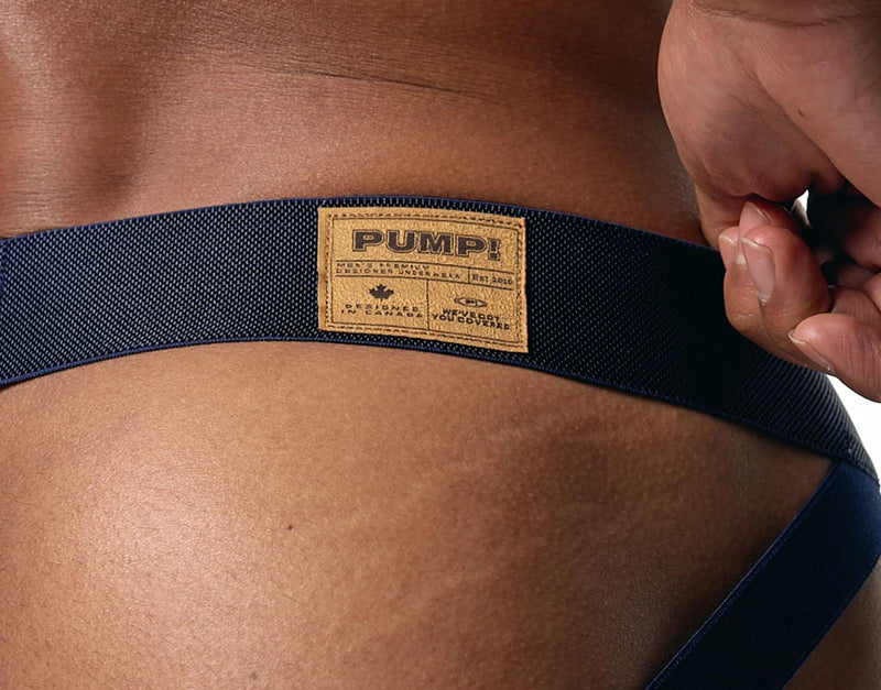 PUMP! Indigo Blue Jockstrap Woven Back Jacron Denim-Look Jock 15096 33
