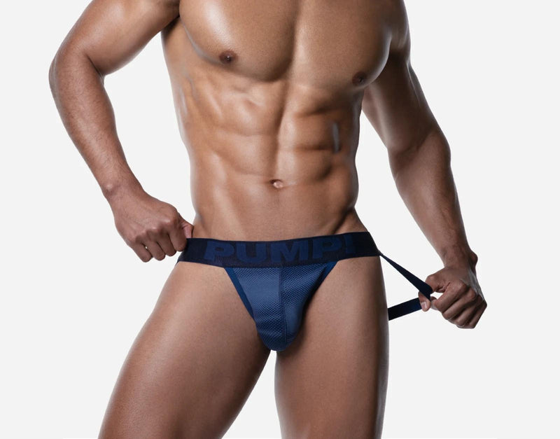 PUMP! Indigo Blue Jockstrap Woven Back Jacron Denim-Look Jock 15096 33