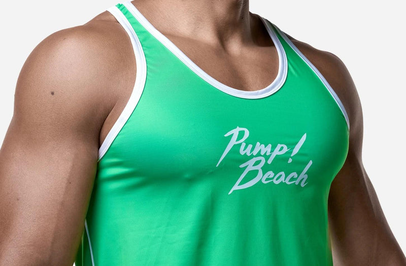 PUMP! Palm Slim-Fit Tank Top UPF 50+ Protection in Tropical Green 14031 25