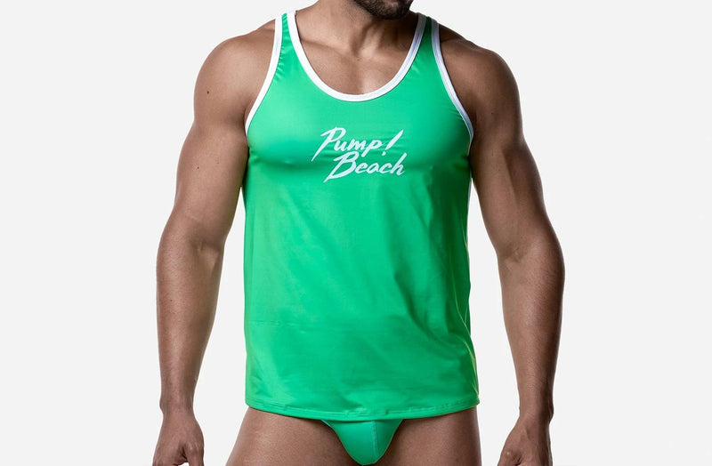 PUMP! Palm Slim-Fit Tank Top UPF 50+ Protection in Tropical Green 14031 25