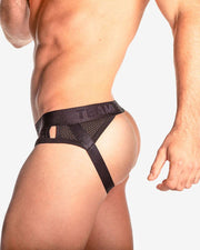 2XL TEAMM8 Aerial Jockstrap Luxury & Classic Jock 4 - Way Stretch Mesh Pannel Black 54