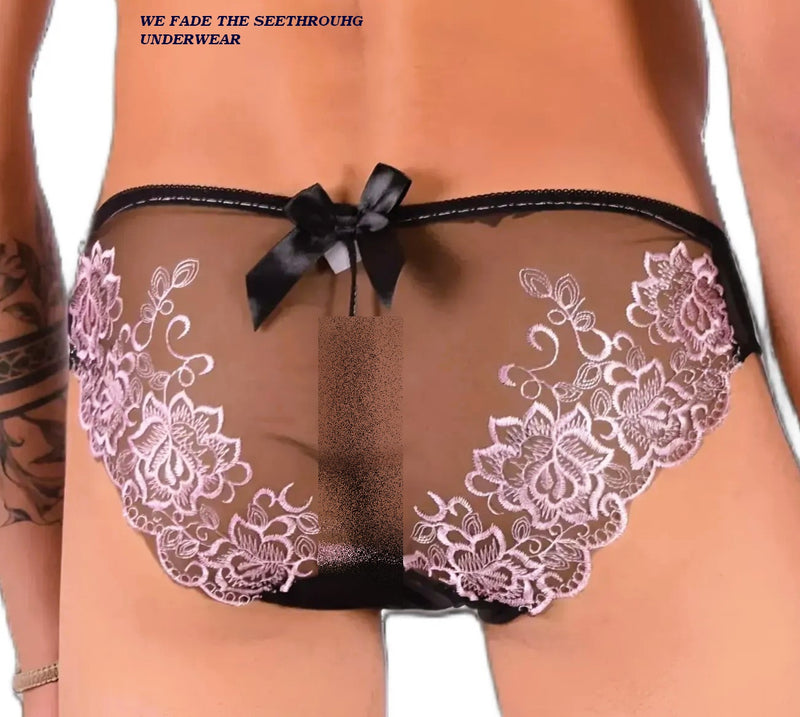 XS SMU Aristocrat C-Thru Lace Brief Black/Pink 33608 MX14