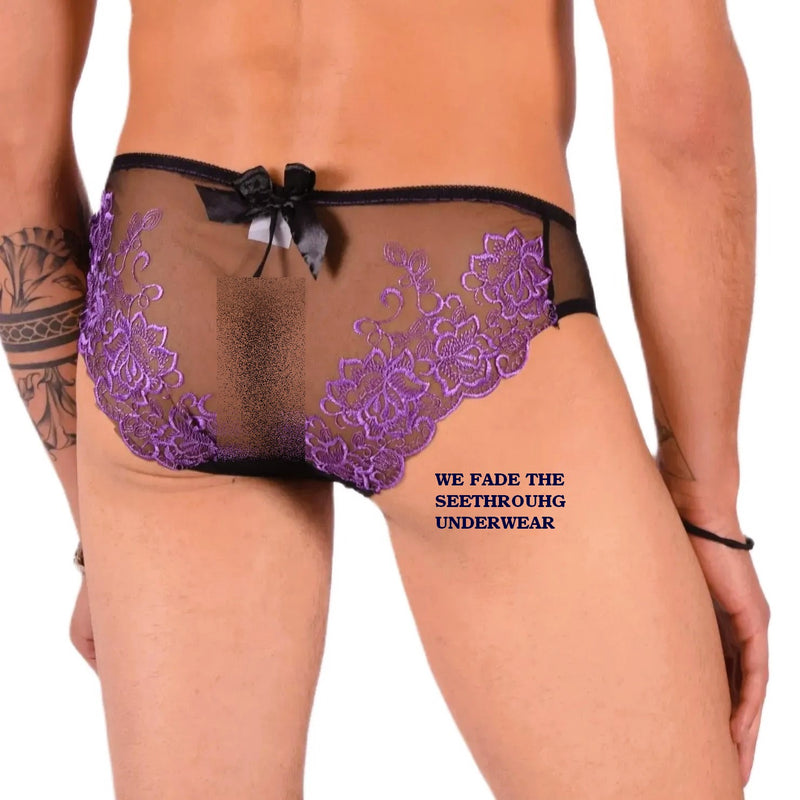 XS SMU Aristocrat C-Thru Lace Brief Black/Purple 33609 MX14